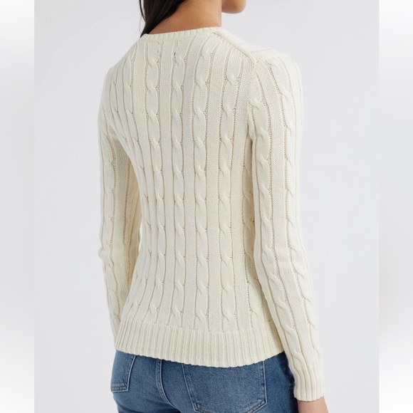 Polo Ralph Lauren Cream Cable Knit Sweater Women’s Classic Crewneck cotton - Picture 8 of 13